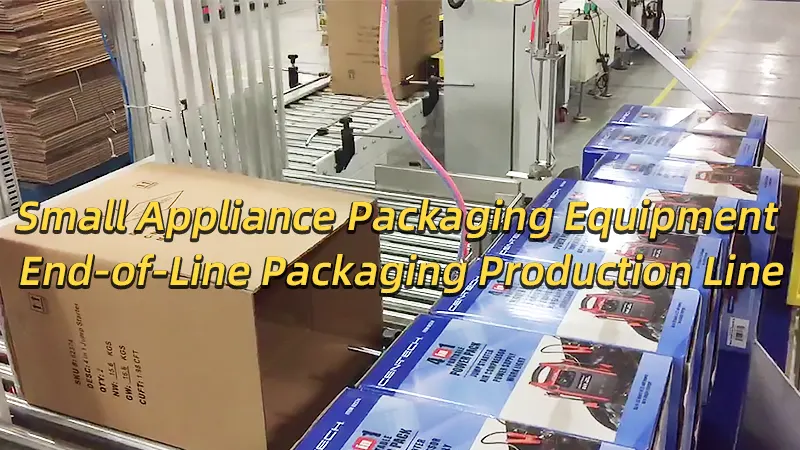 Speedpack Small Appliance Packaging Equipment – End-of-Line Packaging Production Line Video (Case Erecting, Loading, Sealing & Strapping)