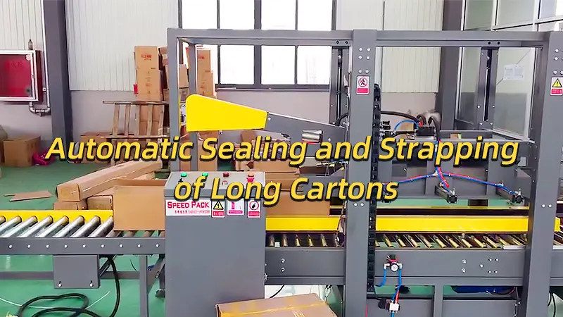 Automatic Sealing and Strapping of Long Cartons – Automated Packaging and Bundling Video for Elongated Products